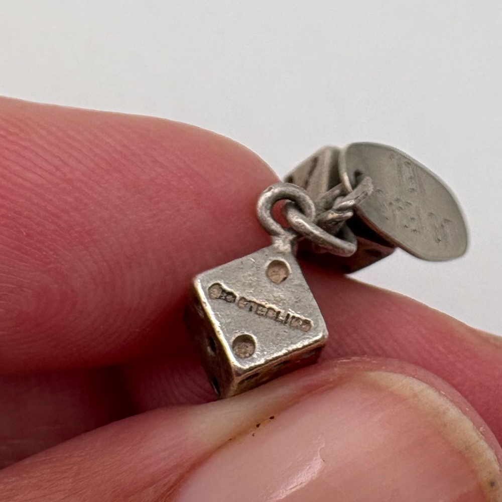VTG Sterling Silver Dice Charm with Las Vegas Tag - Picture 4 of 5